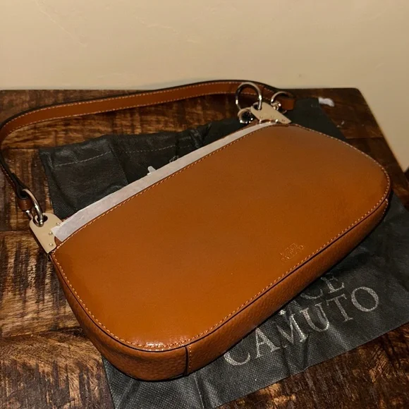NWT Vince Camuto Genuine convertible Leather Crossbody Satchel in toffee brown - Picture 11 of 16